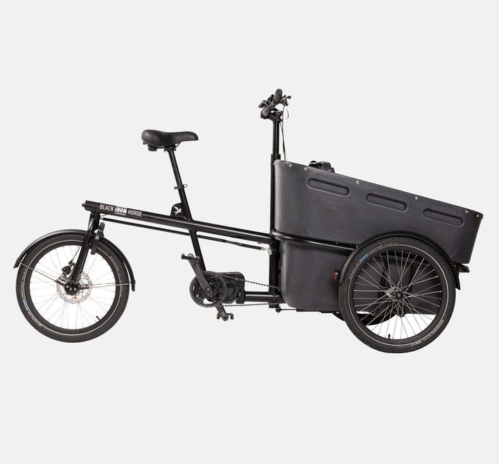 Black Iron Horse Pony Family Danish Cargo Bike in Colour Black Shown from Side