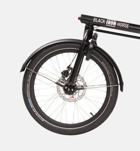 Rear Fender fro Black Iron Horse Pony And Polly Cargo Bikes Pictured on the Rear Wheel