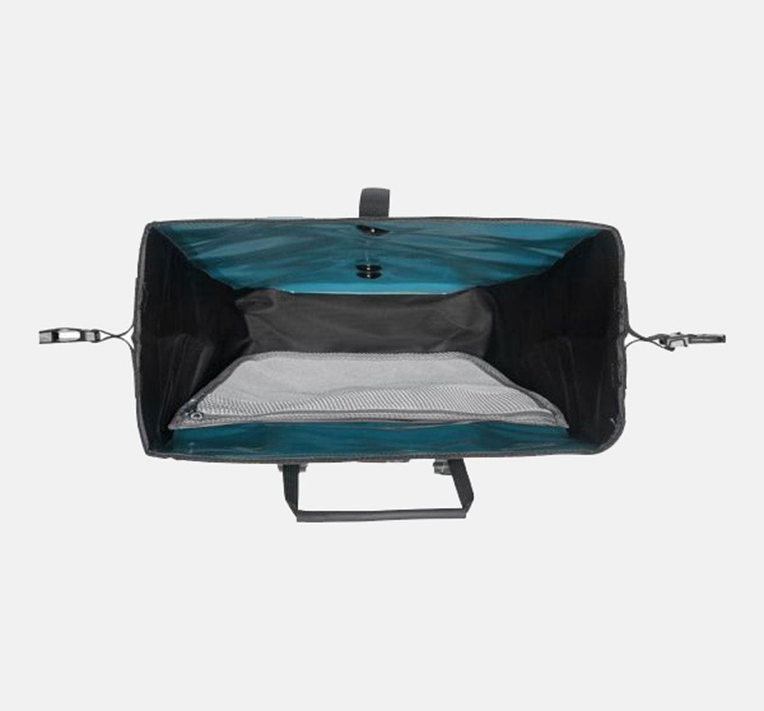 Ortlieb Back Roller Classic German Pannier Showing Top View of 20 Litre Capacity in Colour Petrol Blue