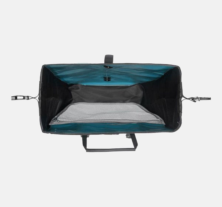 Ortlieb Back Roller Classic German Pannier Showing Top View of 20 Litre Capacity in Colour Petrol Blue