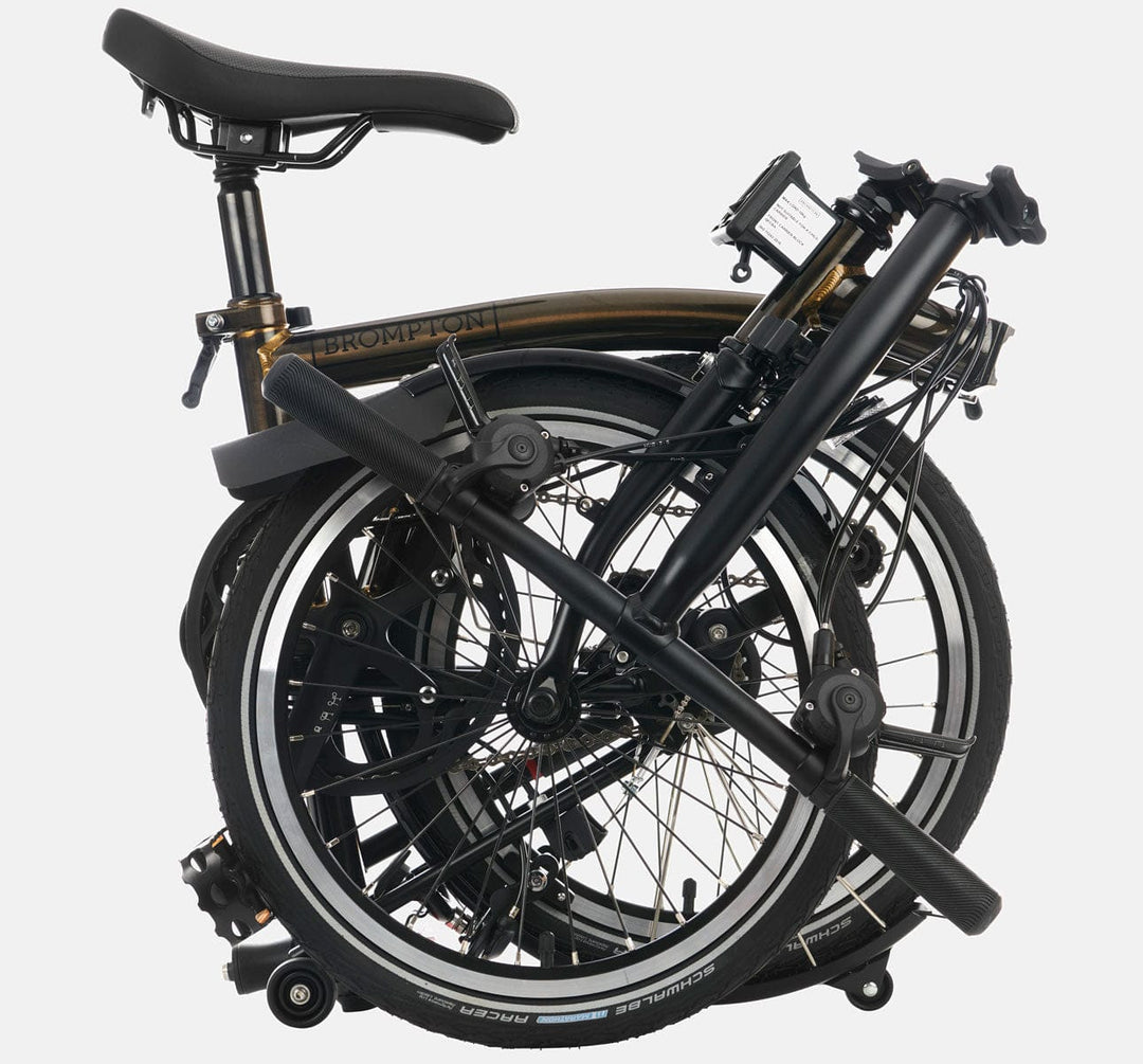 2023 Brompton C Line Explore Low Handlebar folding bike in Black Lacquer - folded