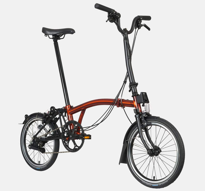 2023 Brompton C Line Explore High Handlebar folding bike in Flame Lacquer