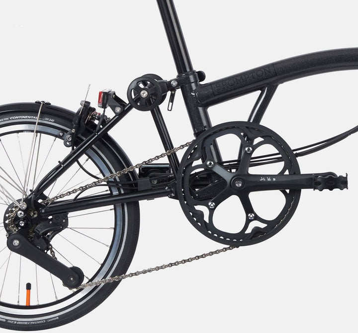 2023 Brompton Electric P Line Urban folding e-bike in Metallic Black - 4-speed derailleur
