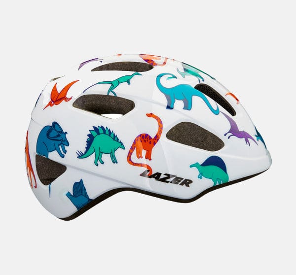 Lazer Pnutz Helmet for Child Cycling Safety with Dinosaur Design on White Helmet (6644977893427)