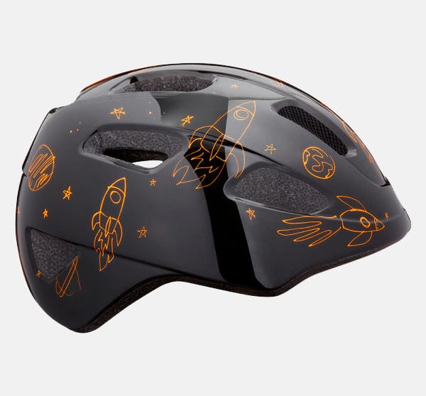 Lazer Pnutz Helmet for Child Safety with Flying Rockets Design on Black Helmet (6644977893427)