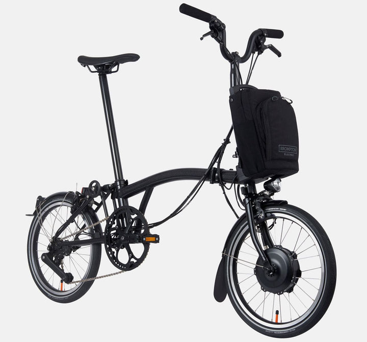 Brompton Electric P Line Mid Handlebar Superlight Folding E-Bike in Midnight Black Metallic