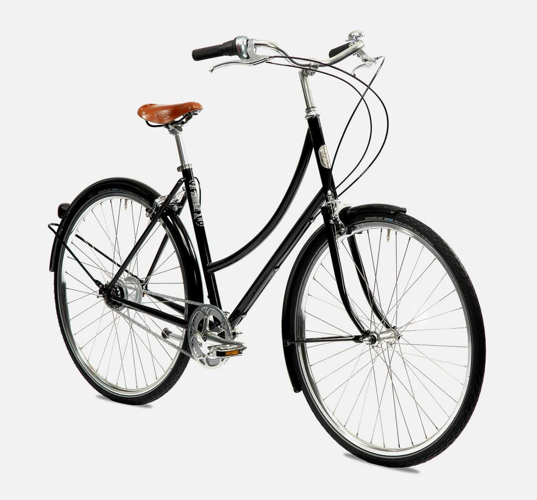 Pelago Brooklyn 3 Speed Step Thru Vintage City Bike for Winter - Black (6617504645171)
