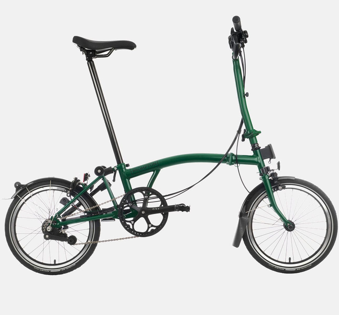 Brompton C Line Urban High Handlebar 2-speed folding bike in Racing Green - profile