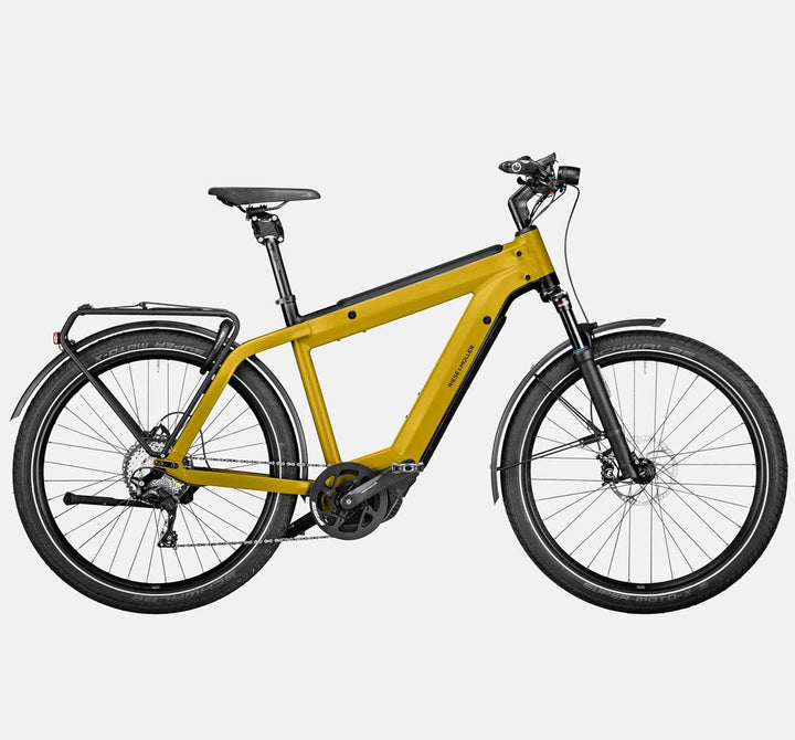 Riese & Muller Supercharger2 GT Touring Suspension E-Bike with Pannier Rack and Thudbuster Seatpost in Curry Matte (4719394553907)