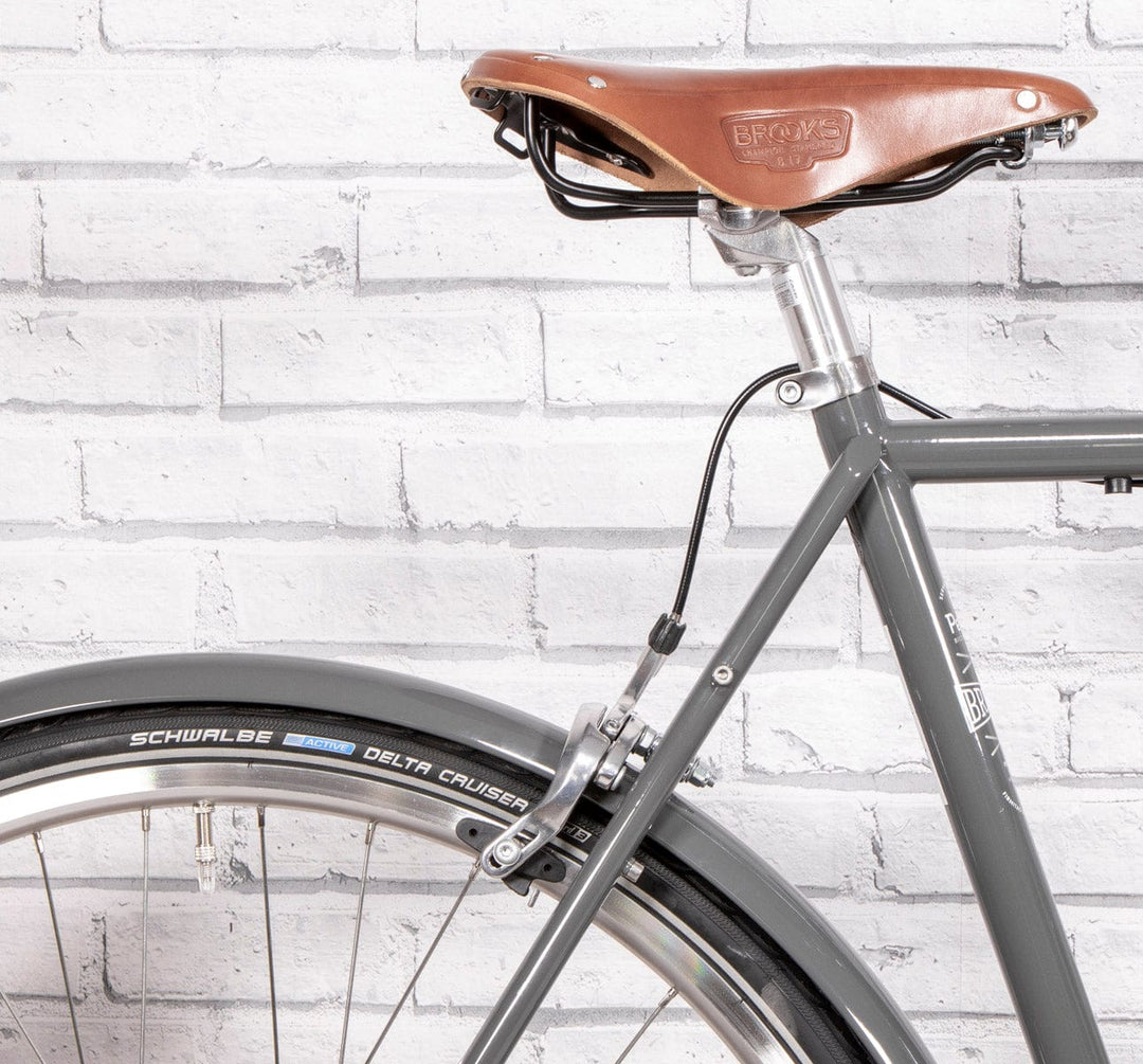 Pelago 3 Speed Bristol Medium Traffic Grey Vintage roadster rear upper detail brooks b17 (6613418770483)