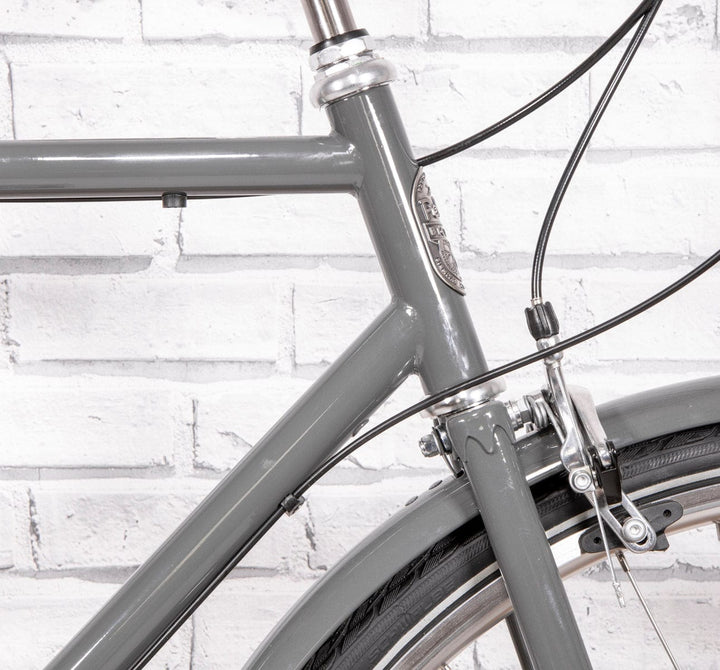 Pelago 3 Speed Bristol Medium Traffic Grey Vintage roadster front upper detail (6613418770483)