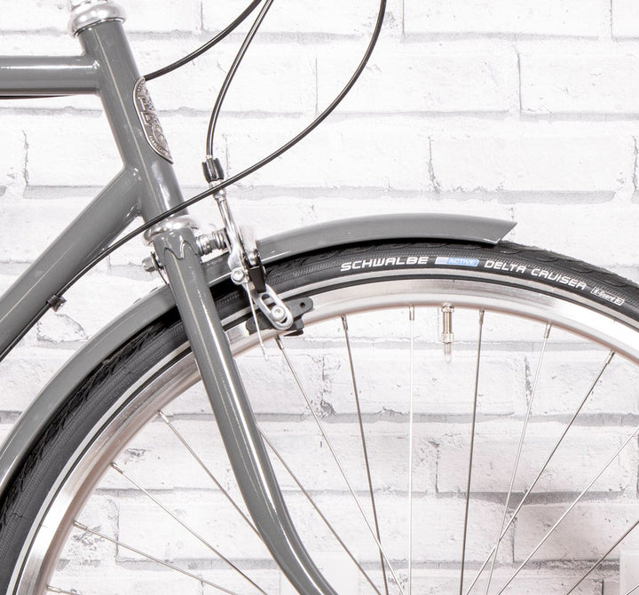 Pelago 3 Speed Bristol Medium Traffic Grey Vintage roadster front detail (6613418770483)