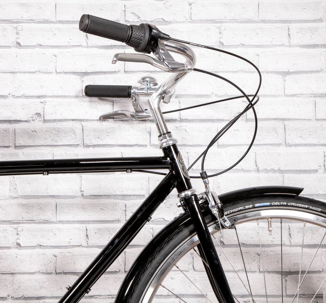 Pelago 3 Speed Bristol small black Vintage roadster front upper detail (6613418770483)