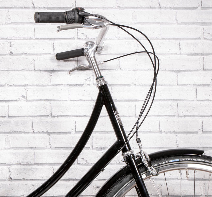 Pelago 3 Speed Brooklyn Medium Black Vintage front handlebar detail (6614074425395)