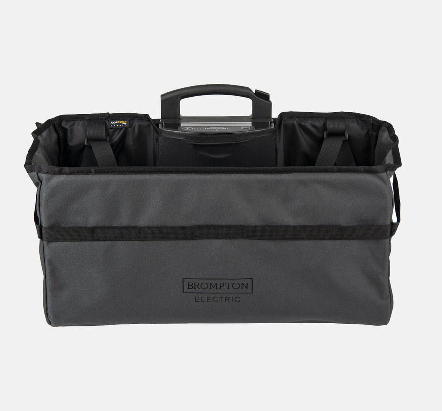 Brompton Electric Basket Bag Large in Dark Grey Front View