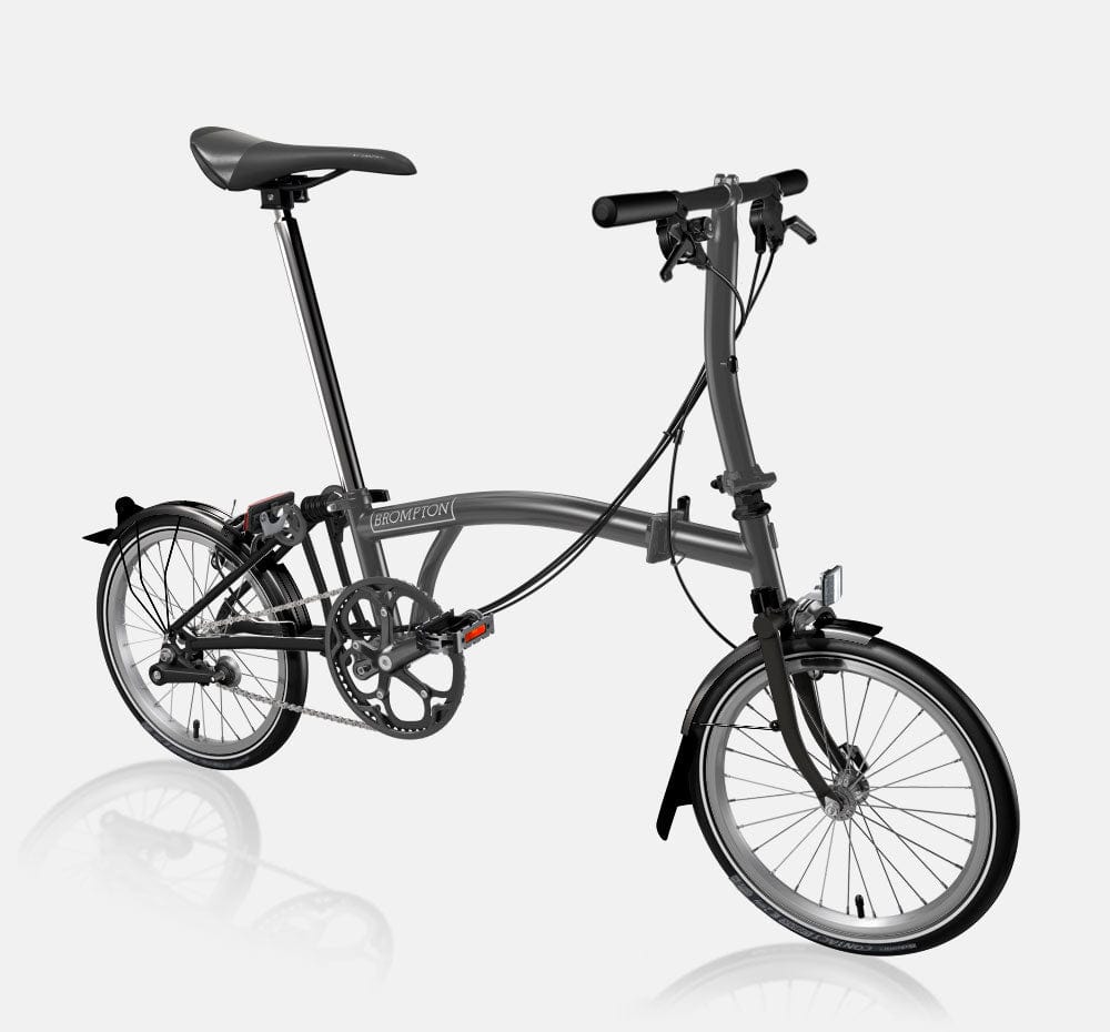 Brompton P Line Urban Folding Bike with Four Gears in Colour Midnight Black with Low Handlebar