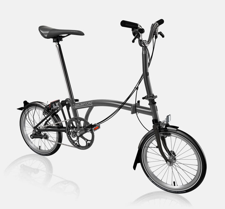 Brompton P Line Urban Partial Titanium Bike in Colour Midnight Black with Mid Handlebar