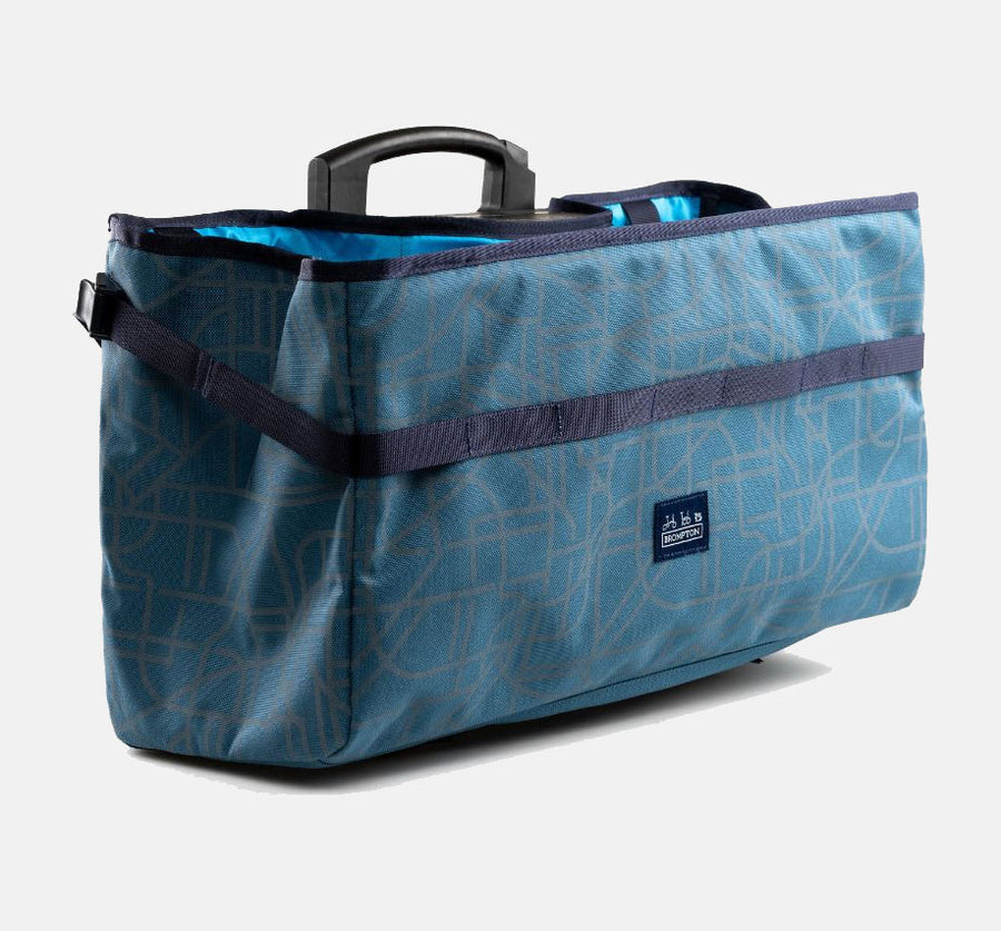 Brompton Bright Night Electric Basket Bag In Colour Dusk Blue with Silver Reflective Detailing