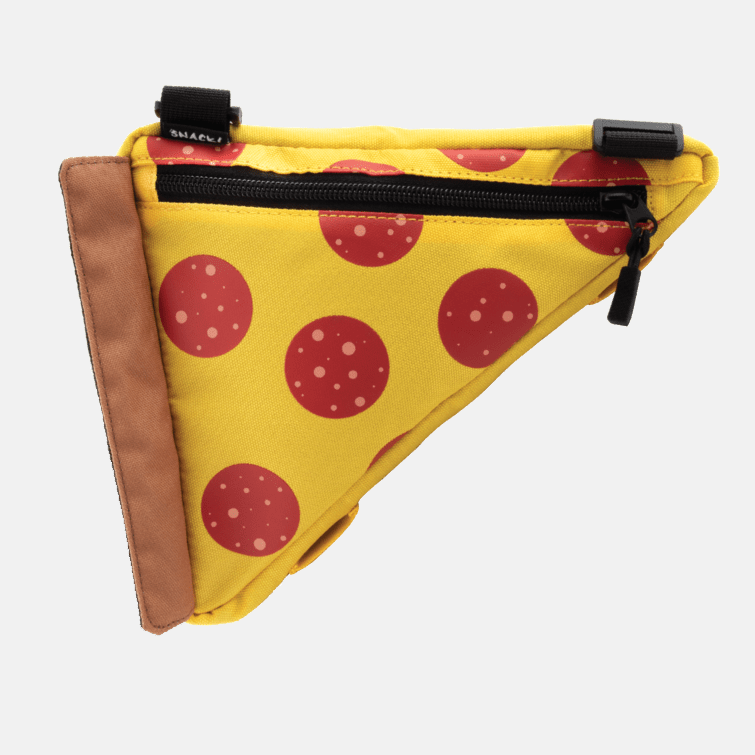 SNACK Triangular Bike Frame Bag in Pizza Design with Zipper Top