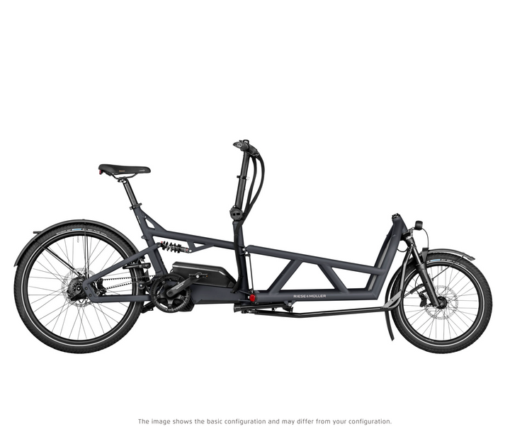 Riese & Müller - Load4 60 - Rohloff - Kiox 500 - 725Wh - Coal Grey - 2 Seats - Low Sides - Child Cover