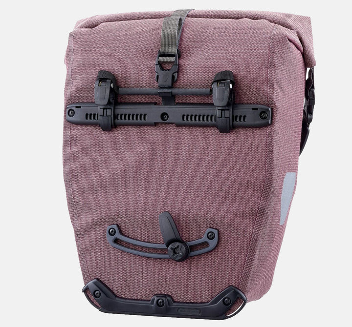 Durable Ortlieb Back Roller Urban in Colour Ash Rose Showing Rear Attachment Hooks