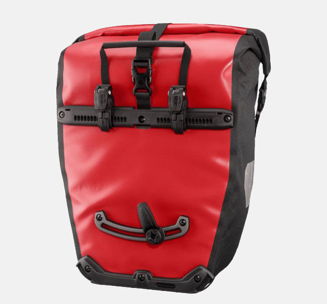 Ortlieb Back Roller Classic Pannier in Colour Red Showing Rear View of Quick-Lock Mounting System