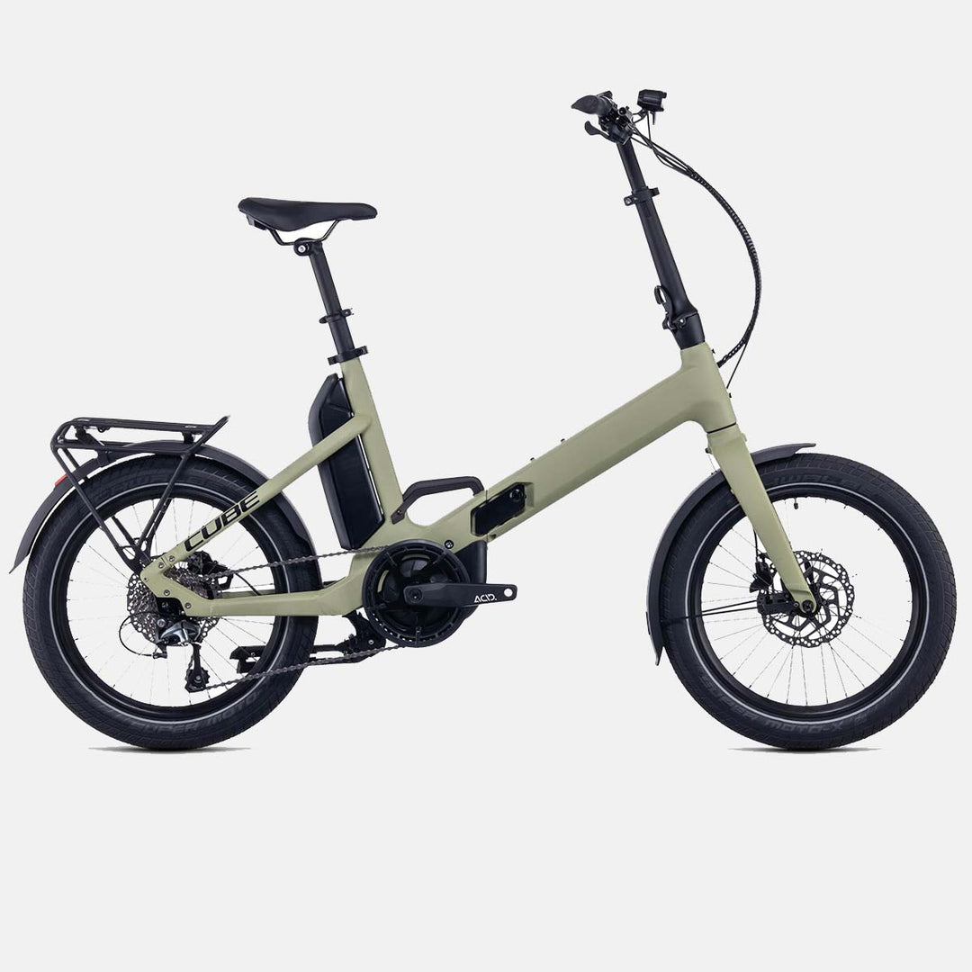 Cube Fold Sport Hybrid 500 German Folding Electric Bike in Colours Green and Black