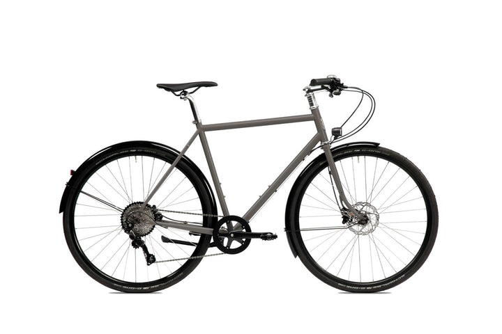 Gray bicycle on a white background