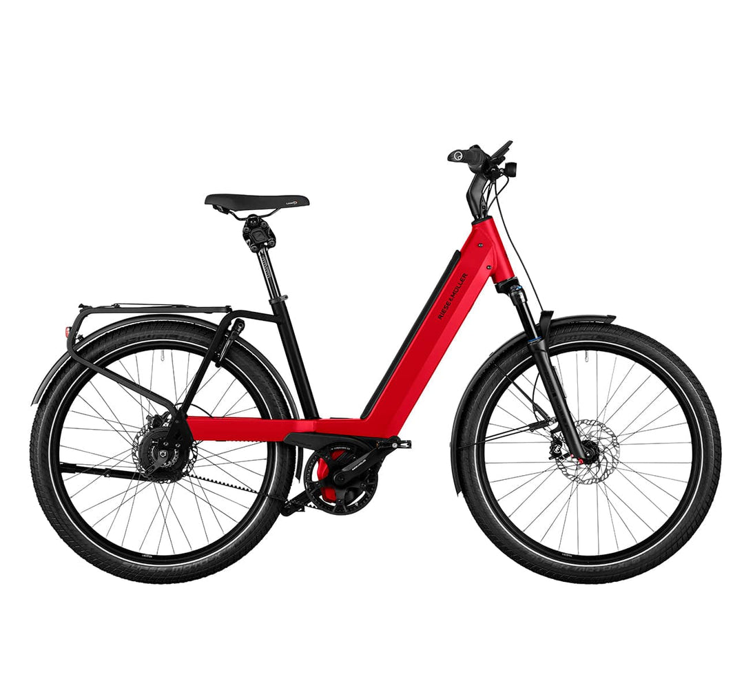 Riese and Muller Nevo 4 GT German E-Bicycle with Vario Internal Gear Hub in Colour Dynamic Red Metallic