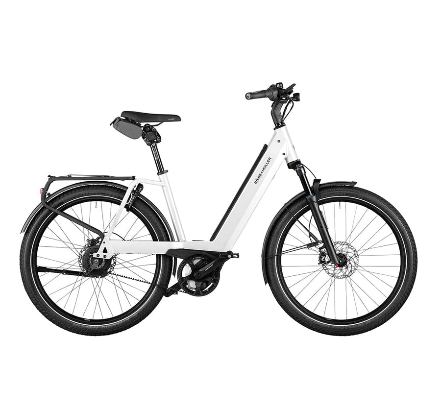 Riese and Muller Nevo 4 GT E-Bike with Vario Internal Gear Hub in Colour Pure White