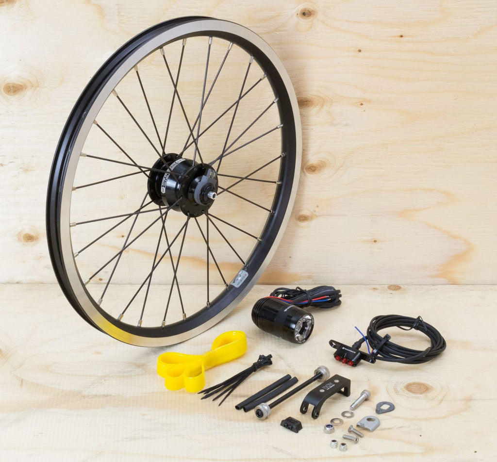 Brompton Dynamo Lighting System - Black SP Dynamo SV8, Brompton Rim, Supernova Lights (1396270530611)