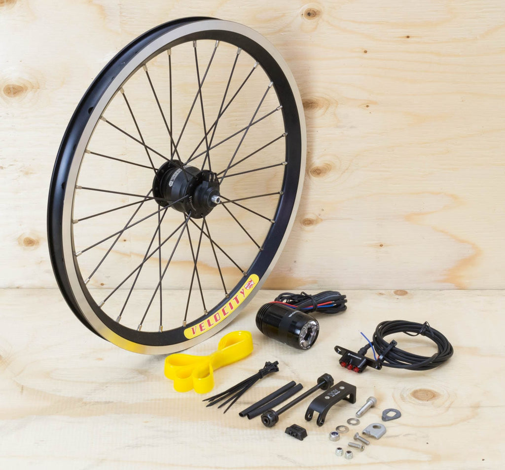 Brompton Dynamo Lighting System - Black SP Dynamo SV9, Velocity Rim, Supernova Lights (1396270530611)