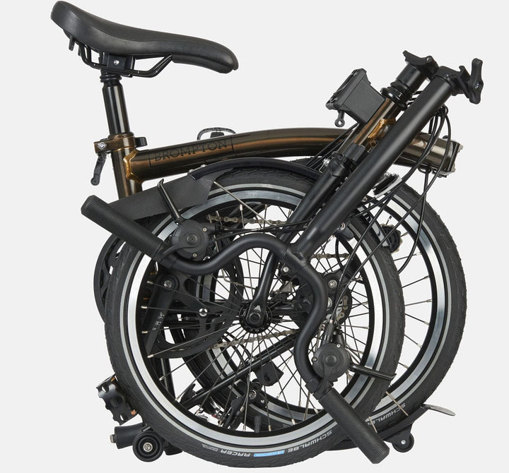 2023 Brompton C Line Explore High Handlebar folding bike in Black Lacquer - Folded