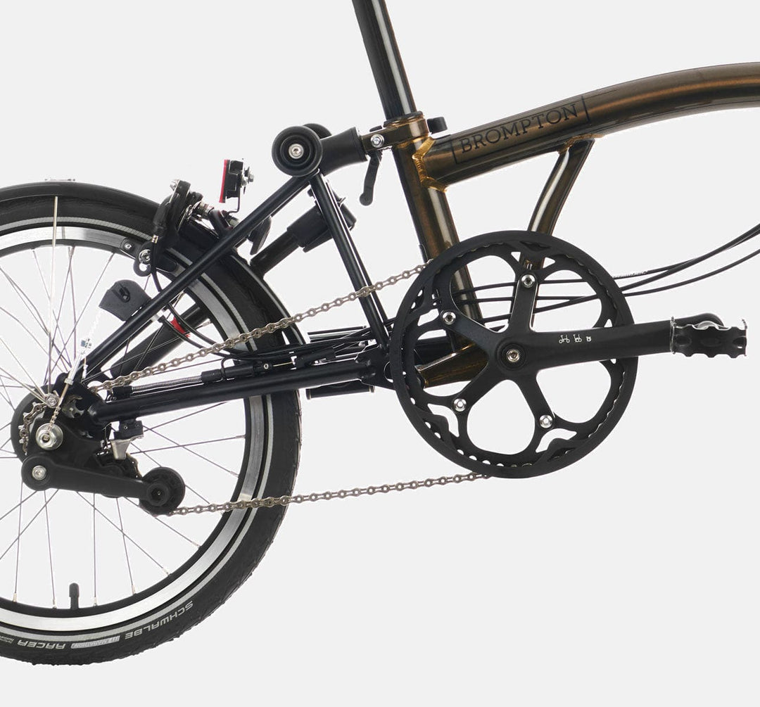 2023 Brompton C Line Explore High Handlebar 6-speed folding bike in Black Lacquer - drivetrain