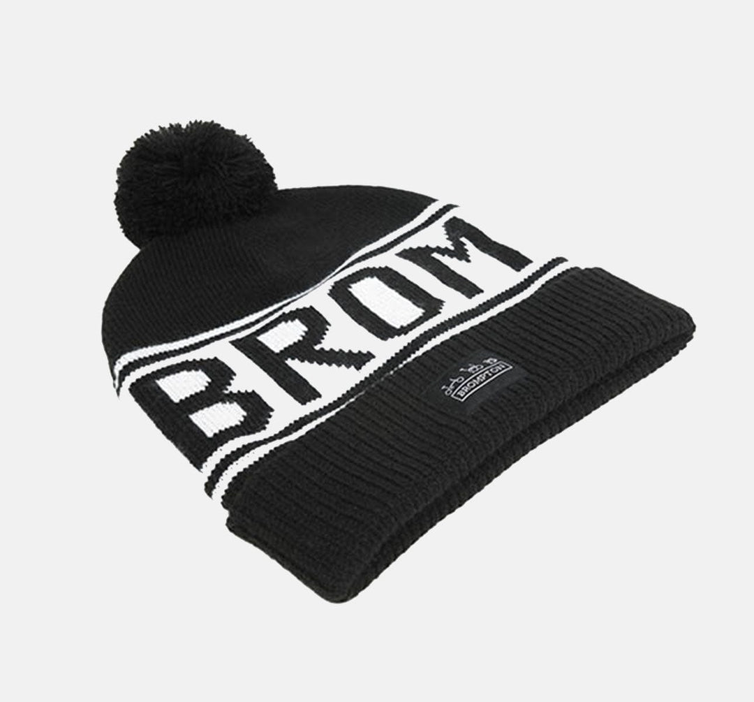 Brompton Logo Toque Knitted Beanie Hat in Black and White 100% Acrylic (6642680266803)