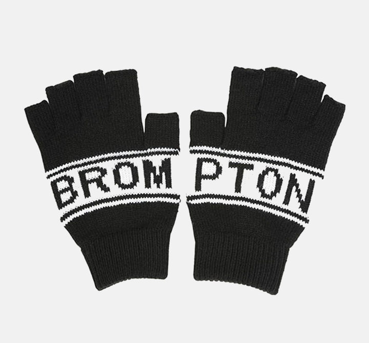 Brompton Knitted 100% Acrylic Fingerless Gloves in Black and White (6642682855475)