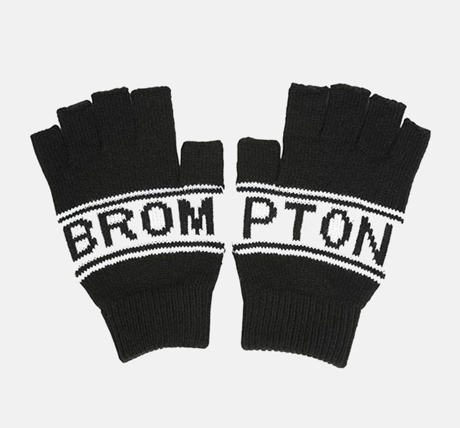 Brompton Knitted 100% Acrylic Fingerless Gloves in Black and White (6642682855475)