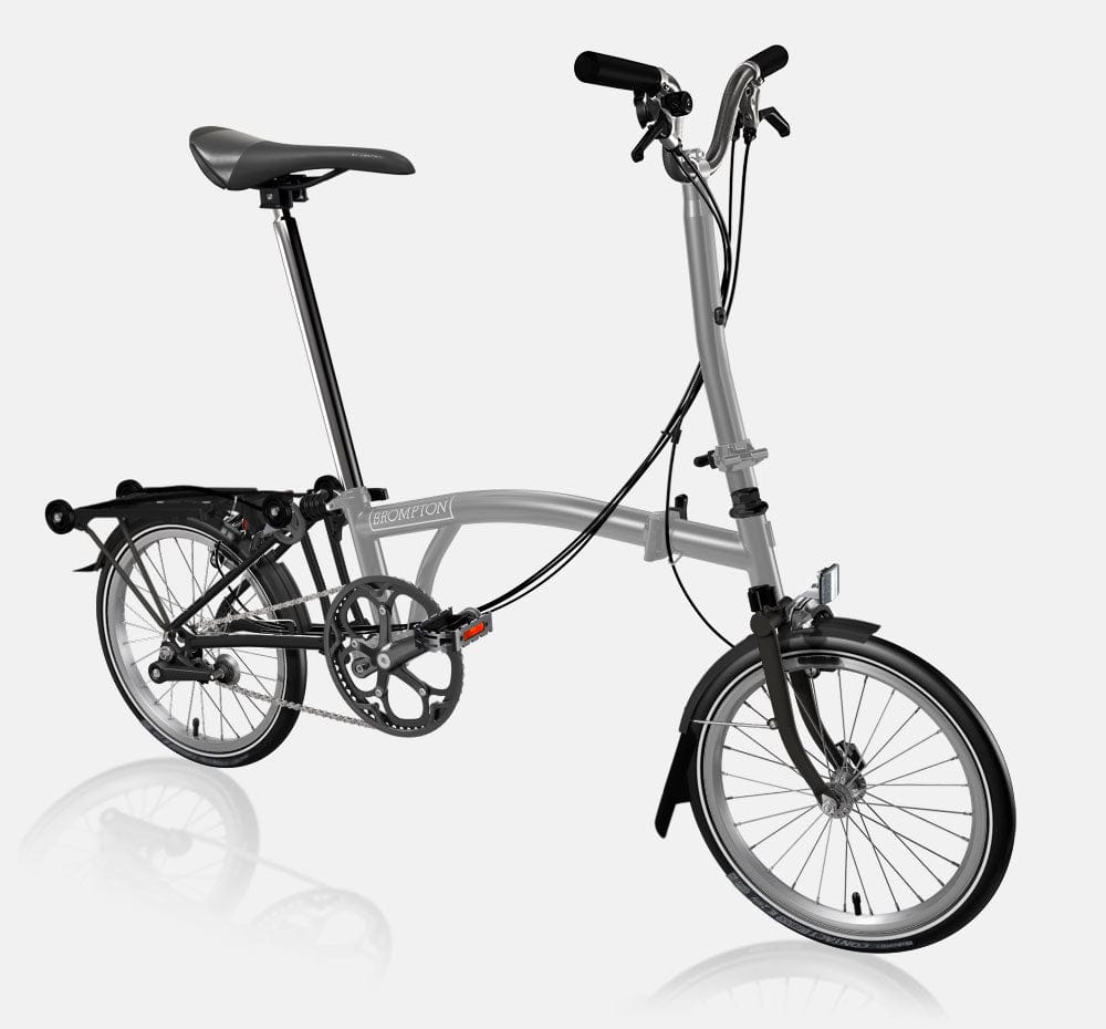 Brompton P Line Urban - High Handlebar in Storm Grey Metallic with Roller Frame and Continental Contact Urban Tires (6604388204595)