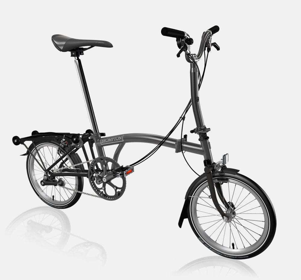Brompton P Line Urban in Midnight Black Metallic with Roller Frame and Continental Contact Urban Tires (6604387123251)