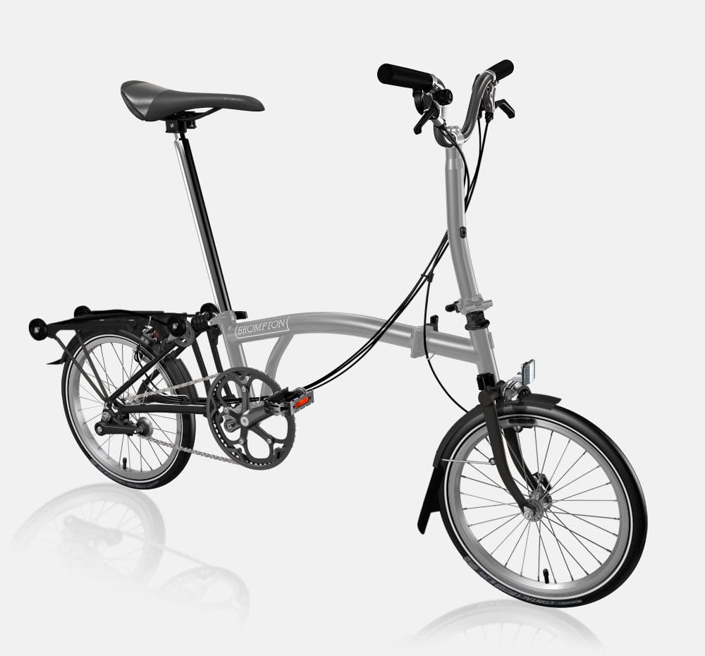 Brompton P Line Urban in Storm Grey Metallic with Roller Frame and Continental Contact Urban Tires (6604387123251)