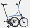 2023 Brompton C Line Urban High Handlebar 2-speed folding bike in Cloud Blue - kickstand mode