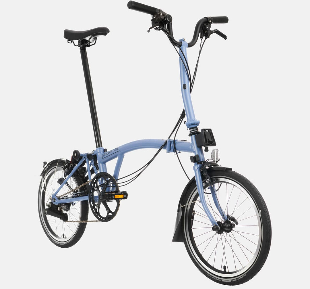 2023 Brompton C Line Urban Mid Handlebar 2-speed folding bike in Cloud Blue