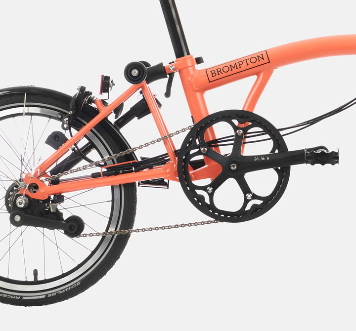 2023 Brompton C Line Urban Low Handlebar 2-speed folding bike in Fire Coral - drivetrain