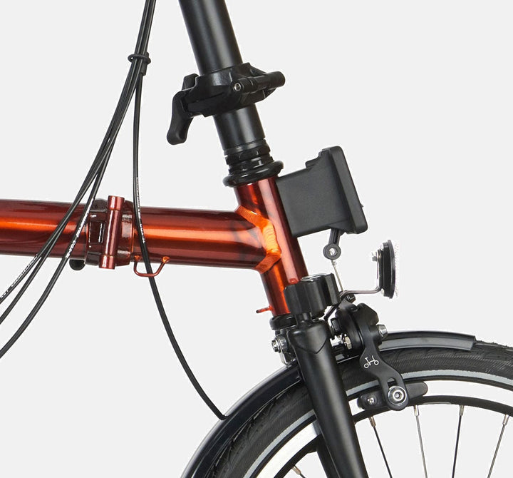 2023 Brompton C Line Explore High Handlebar 6-speed folding bike in Flame Lacquer - Front Carrier Block
