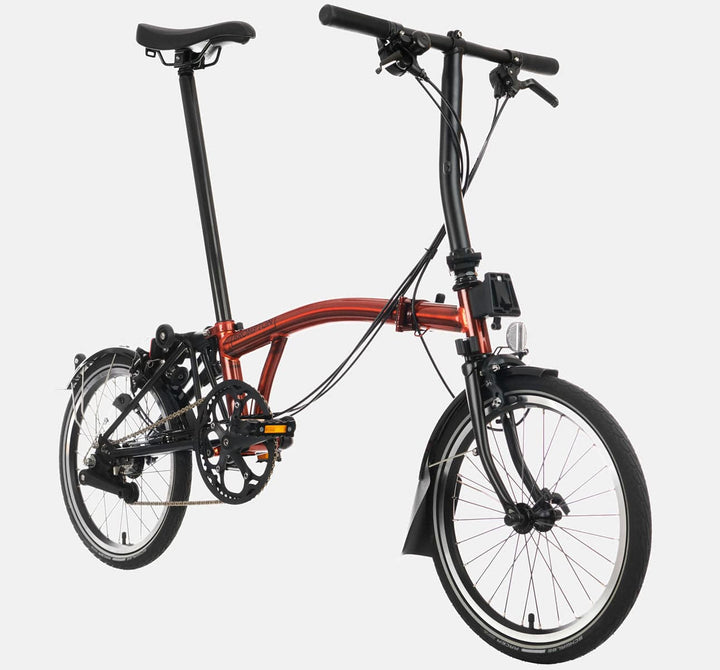 2023 Brompton C Line Explore Low Handlebar 6-speed folding bike in Flame Lacquer