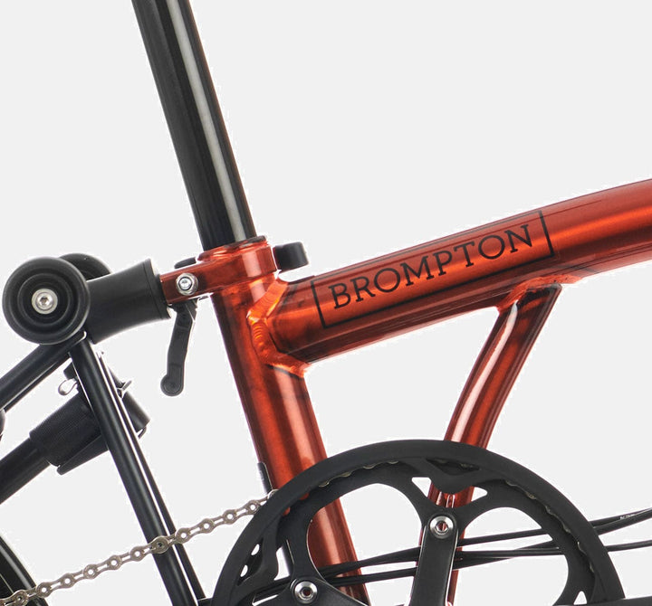 2023 Brompton C Line Explore Mid Handlebar 6-speed folding bike in Flame Lacquer - steel frame
