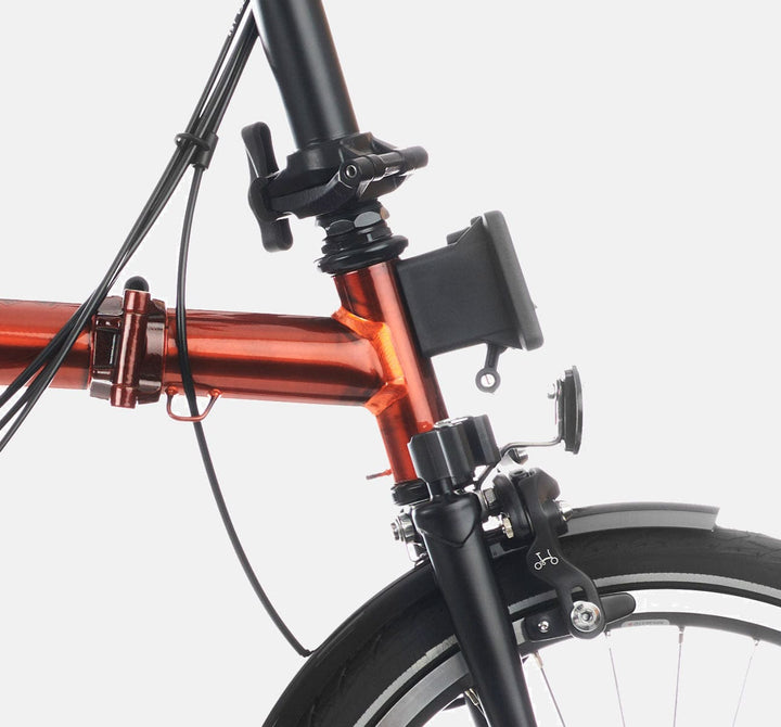 2023 Brompton C Line Explore Low Handlebar folding bike in Flame Lacquer - Front Carrier Block
