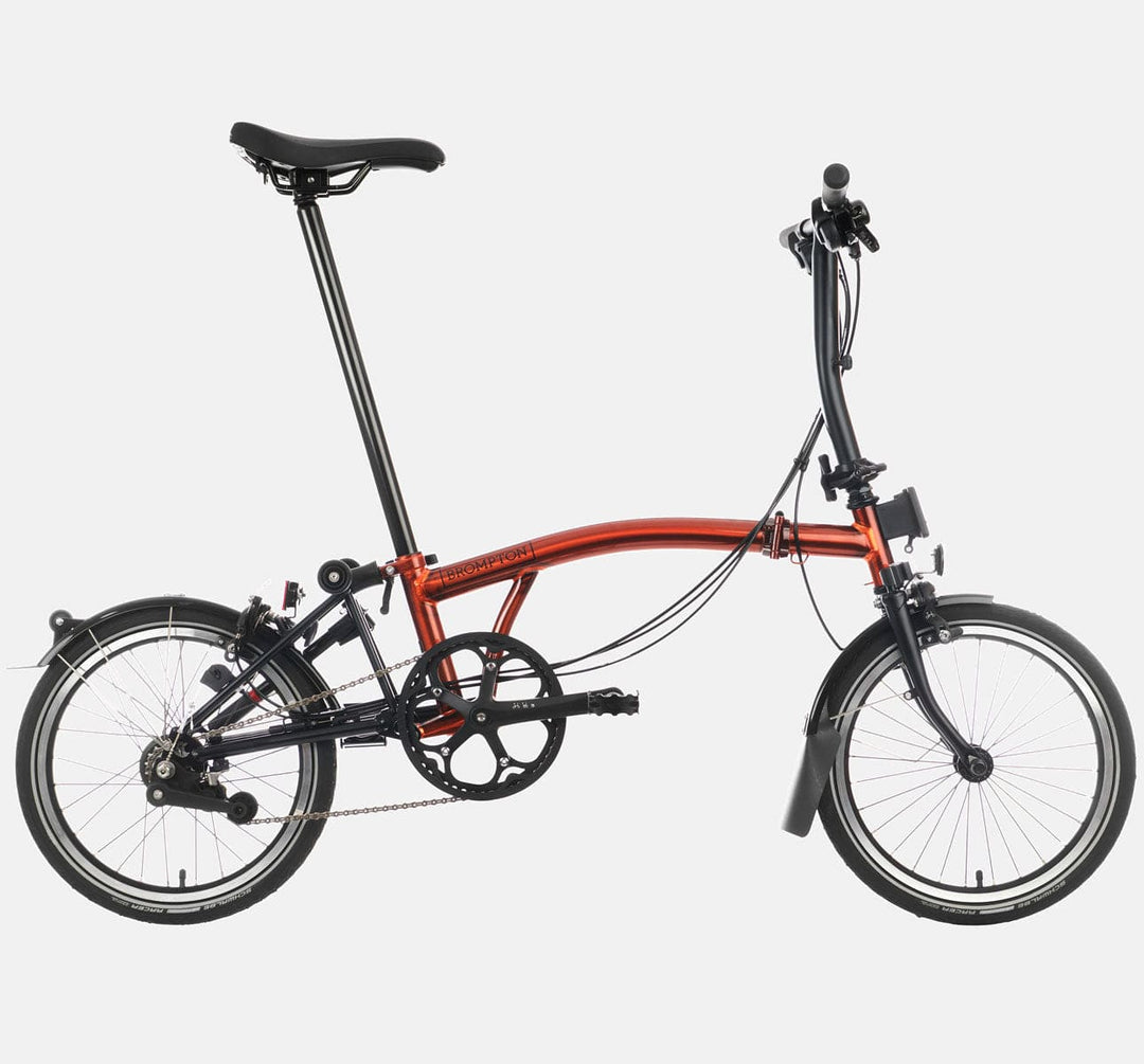 2023 Brompton C Line Explore Low Handlebar folding bike in Flame Lacquer - profile