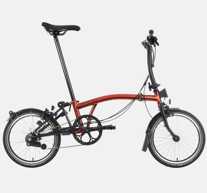 2023 Brompton C Line Explore Low Handlebar 6-speed folding bike in Flame Lacquer - profile
