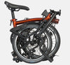 2023 Brompton C Line Explore Mid Handlebar 6 speed folding bike in Flame Lacquer - Folded